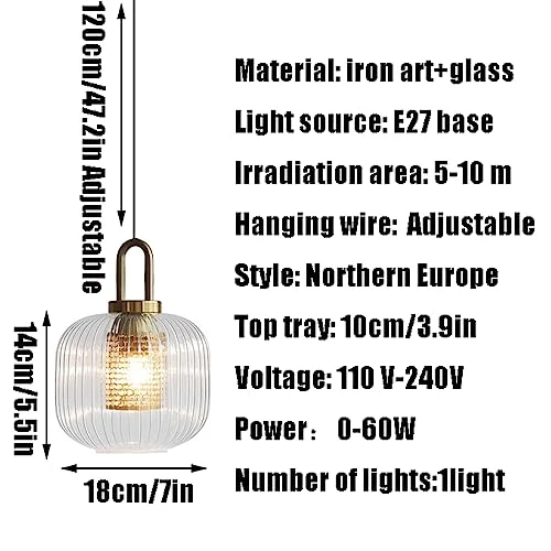 LWZBBGSL Suspension à tête Unique de Base E27, Lustre en Verre de personnalité créative, Lampe Suspendue de Style Industriel Moderne, luminaires de décoration de Bar de Chambre à Coucher de Salon