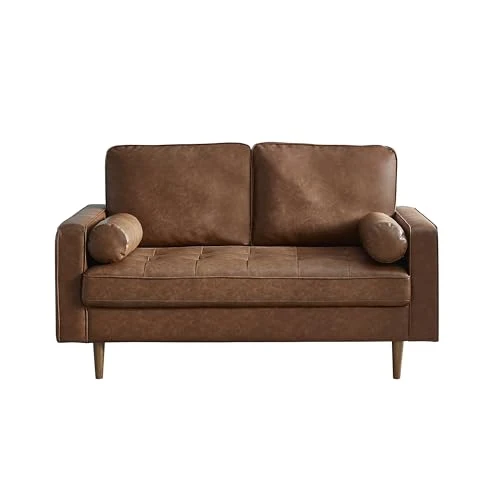 Julian Bowen Henley Canapé 2 Places Simili Cuir Marron, Similicuir, 2 Seater