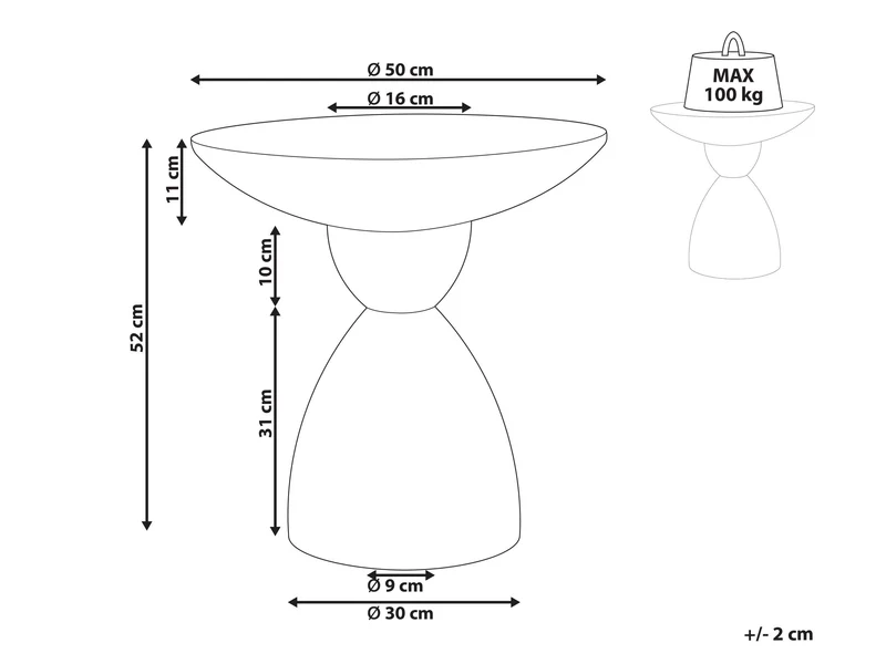 Table d'Appoint Effet Terrazzo Forme Contournée Ronde 52 cm Résistant Blanc Cassé Caffi