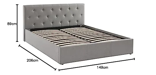 BAÏTA - Lit Coffre Tissu Bahia Gris 140x190 sommier Inclus