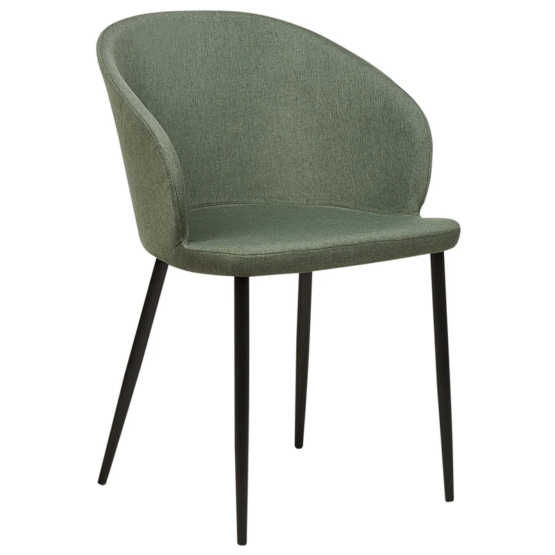 Set de 2 Chaises de Repas Rembourrées avec Accoudoirs Design Rétro en Tissu Polyster Vert Foncé Mason
