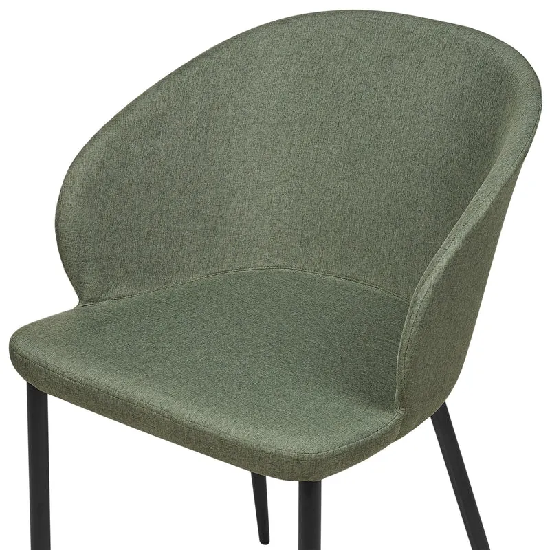 Set de 2 Chaises de Repas Rembourrées avec Accoudoirs Design Rétro en Tissu Polyster Vert Foncé Mason