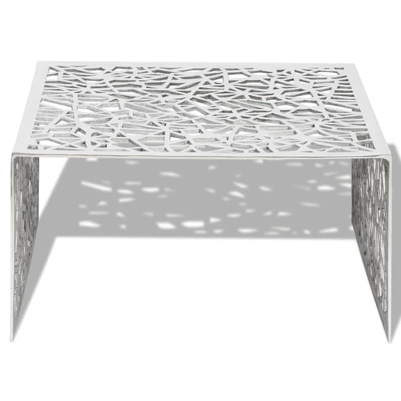 vidaXL Table Basse Table de Salon Aluminium Design géométrique ajouré Argent