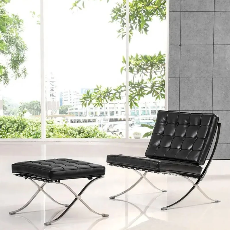 Chaise longue avec pouf, aspect antioxydant, forte capacité portante et haute résistance à la flexion, chaise de réception pour négociation d'invités d'affaires, pour chambre à coucher, bureau