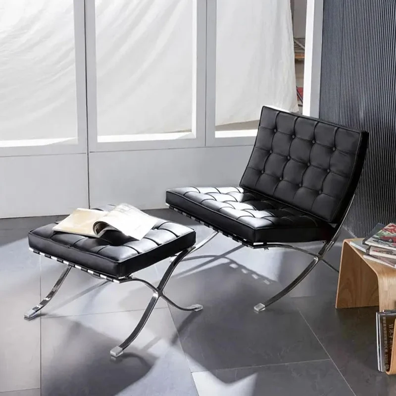 Chaise longue avec pouf, aspect antioxydant, forte capacité portante et haute résistance à la flexion, chaise de réception pour négociation d'invités d'affaires, pour chambre à coucher, bureau