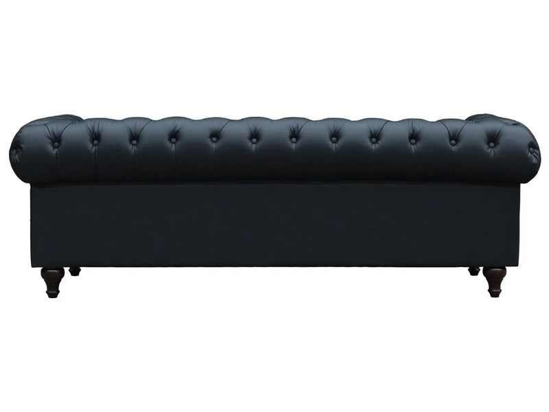 Habitat et Jardin - Canapé Chesterfield en Simili Aliza 3 Places Noir - Canapé Droit Capitonné Vintage - Design British - Pieds en Bois