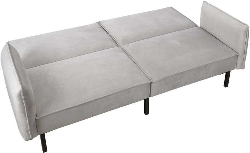 Canapé Convertible Effet Velours - 198 x 90 x 83 cm. - Taupe
