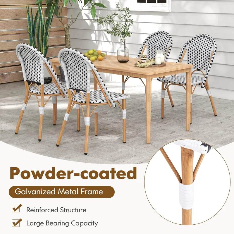 LIFEZEAL Lot 2 Chaises de Jardin en Rotin PE, Chaise Bistrot Extérieur avec Accoudoirs et Dossier, Fauteuil Balcon avec Structure Métallique Robuste, Charge 150 kg, 56,5 x 41 x 88,5 cm