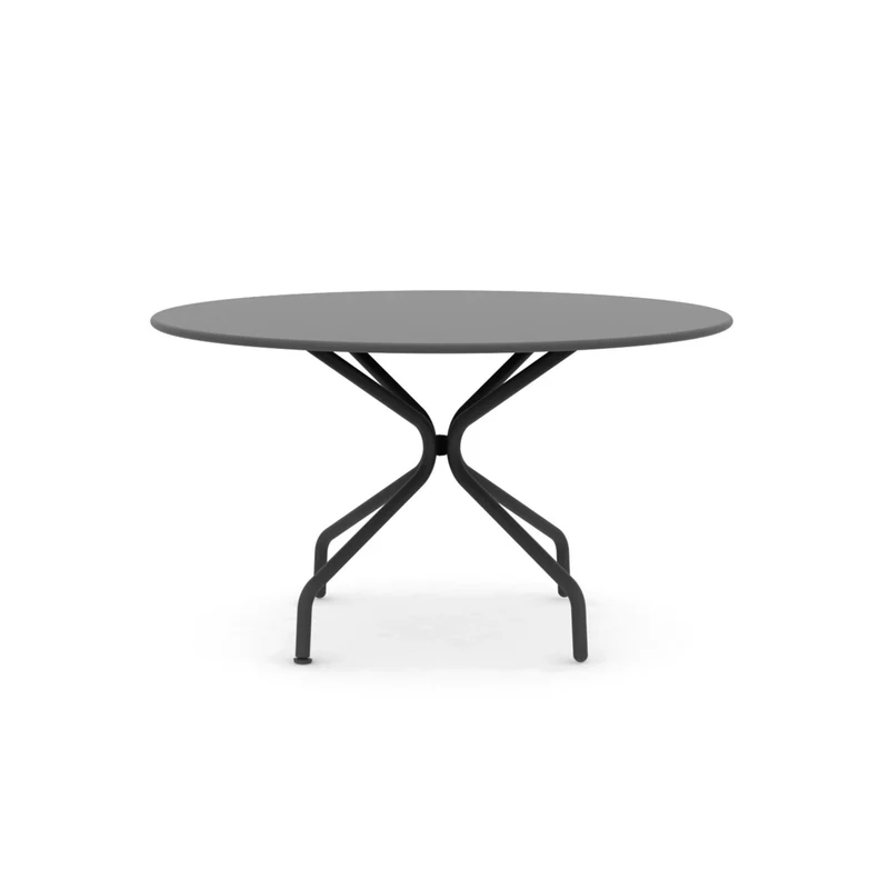 Mondo Viro Table ronde en métal peint "Springtime" de jardin moderne 130 x 130 cm 75 h (gris antique)