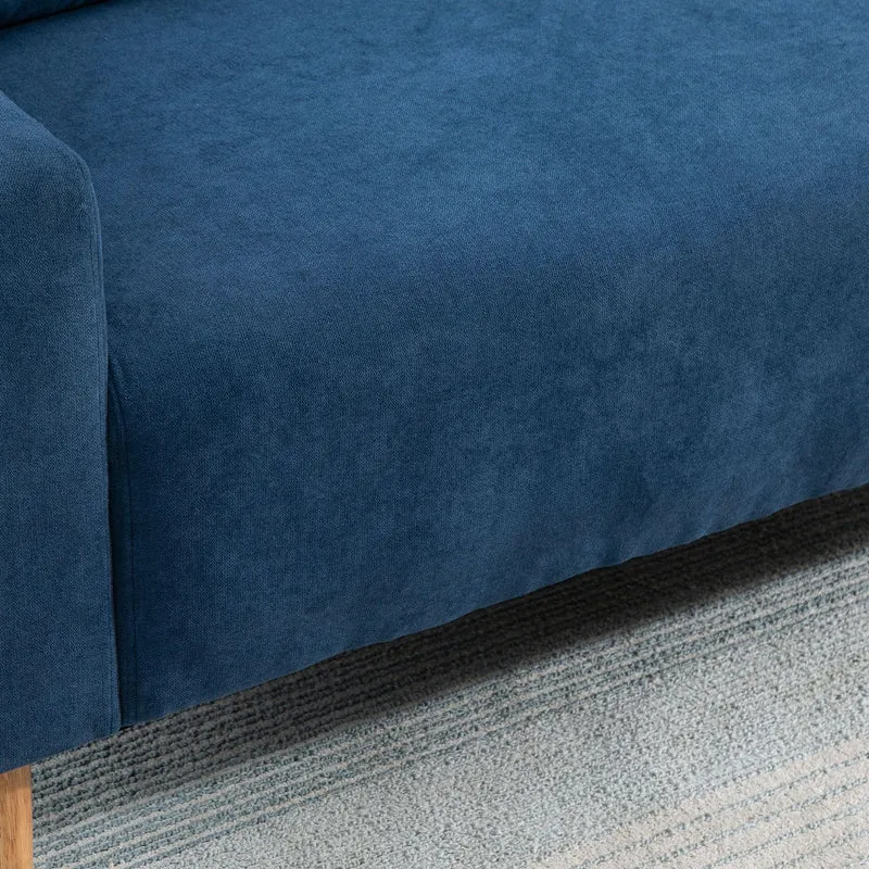 HOMCOM Canapé 2 Places Design scandinave dim. 145L x 76l x 88H cm Pieds Bois Massif Tissu Bleu