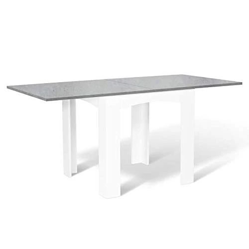 IDMarket - Table à Manger Extensible Rectangle Dona 6-8 Personnes Plateau Effet béton 80-160 cm