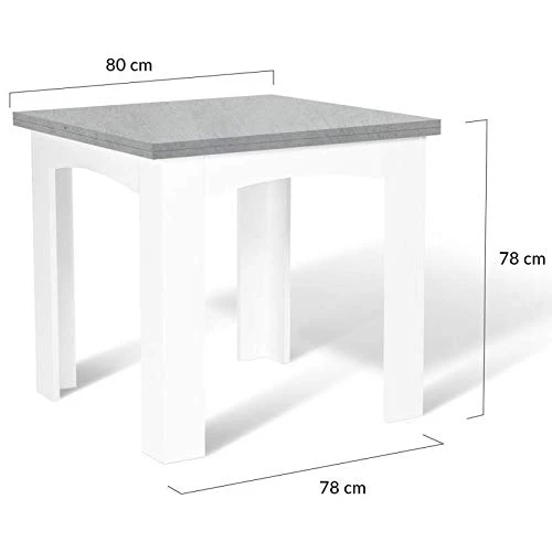 IDMarket - Table à Manger Extensible Rectangle Dona 6-8 Personnes Plateau Effet béton 80-160 cm