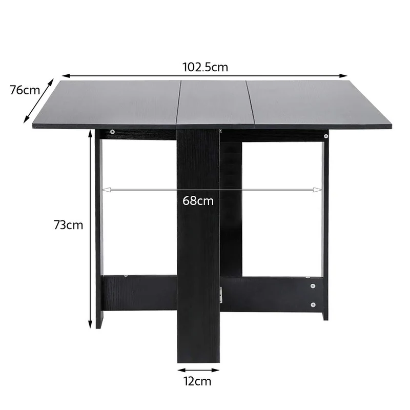 Table de Bar Table Pliante avec 2 Abattants, en Panneaux de Particules Melaminés,Table de Cuisine Salle a Manger Pliable Amovible Tres Pratique en Panneaux de Particules,103 * 76 * 73.4cm (Noir)