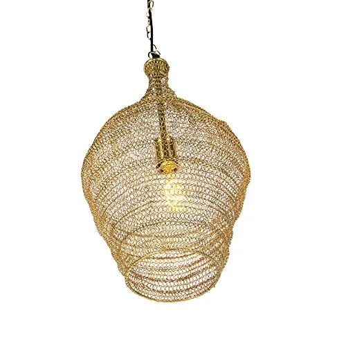 QAZQA nidum - Suspension - 1 lumière - Ø 300 mm - Doré/Laiton - Oriental - éclairage intérieur - Salon I Chambre I Cuisine I Salle à manger