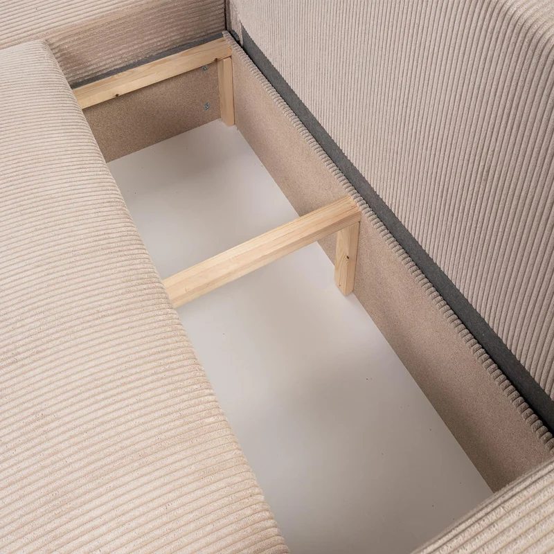 lestockdesign Canapé d'angle réversible et Convertible Goya 244 cm Tissu Velours côtelé Beige