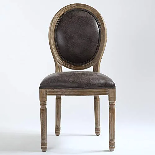 Menzzo 3327480021446 Louis XVI Lot de 2 Chaises Polyuréthane Marron 90 x 101 x 78 cm
