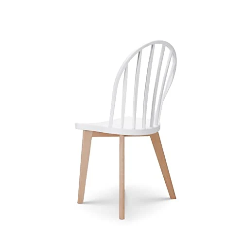 Kosmi - Chaise de Salle à Manger EMY Blanche avec Pieds en Bois