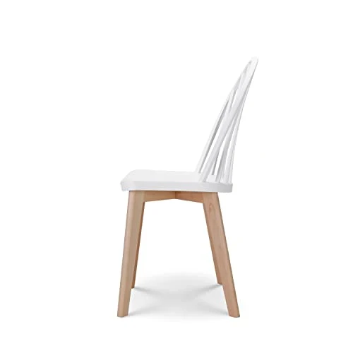 Kosmi - Chaise de Salle à Manger EMY Blanche avec Pieds en Bois