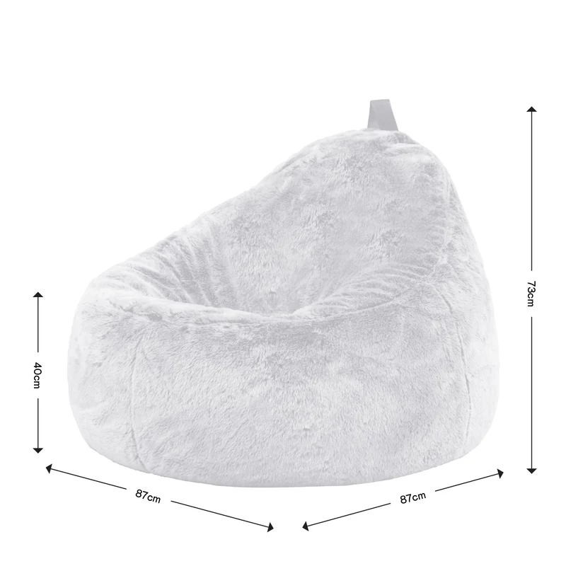 Icon Pouf Classique en Fausse Fourrure Licorne, Pouf Gros de Salon, Pouf Fauteuil pour Adultes ou Enfant avec Remplissage (Cocoon, Blanc)