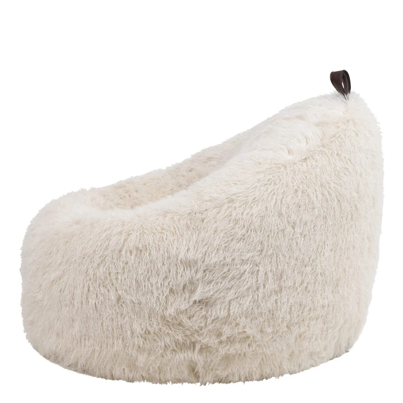 Icon Pouf Classique en Fausse Fourrure Licorne, Pouf Gros de Salon, Pouf Fauteuil pour Adultes ou Enfant avec Remplissage (Cocoon, Blanc)