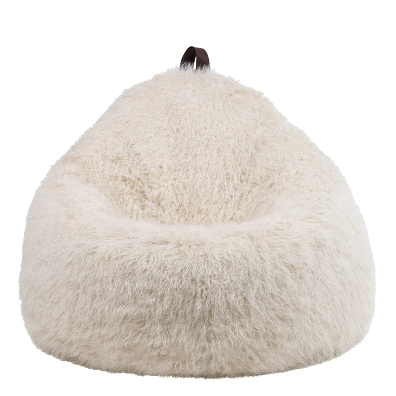Icon Pouf Classique en Fausse Fourrure Licorne, Pouf Gros de Salon, Pouf Fauteuil pour Adultes ou Enfant avec Remplissage (Cocoon, Blanc)