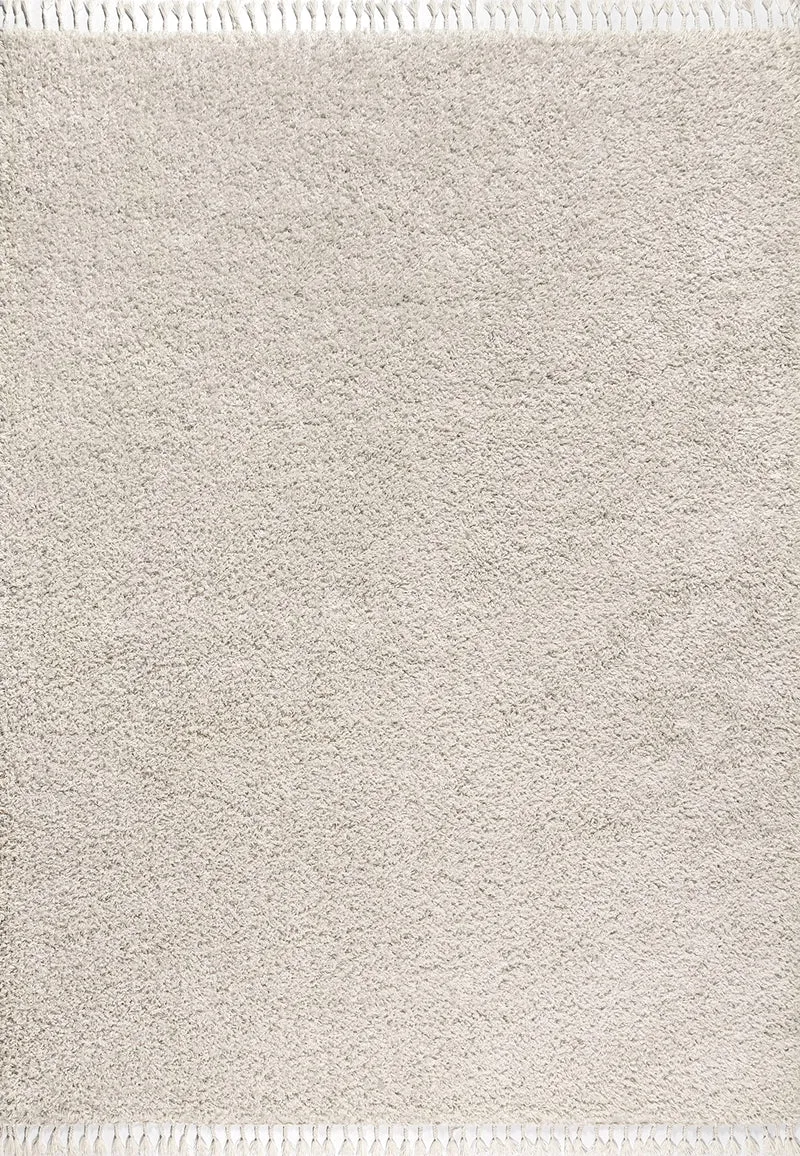 JONATHAN Y MCR100D-8 Mercer Tapis Poils Longs et Pompons bohème Moderne Contemporain Solide Intérieur, Facile à Nettoyer, Chambre, Cuisine, Salon, 240 cm x 300 cm, Crème avec des Franges