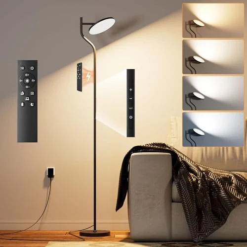 Nulmvic Lampadaire LED Salon Dimmable - 36W Lampe Sur Pied avec 4 Couleurs Variation Continue Lampadaire LED Moderne avec Télécommande et Commande Tactile pour Salon Chambre et Bureau