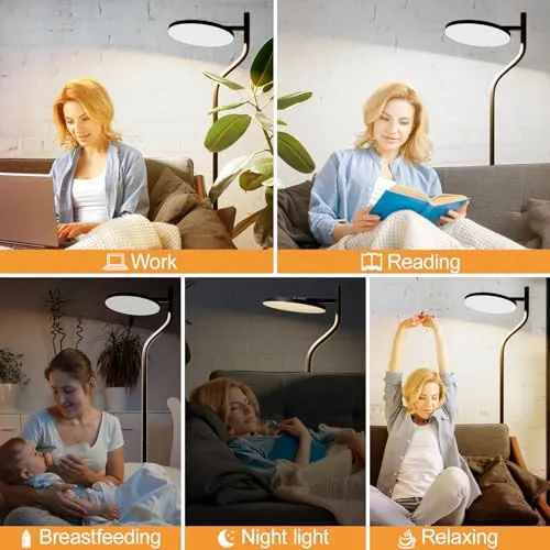 Nulmvic Lampadaire LED Salon Dimmable - 36W Lampe Sur Pied avec 4 Couleurs Variation Continue Lampadaire LED Moderne avec Télécommande et Commande Tactile pour Salon Chambre et Bureau