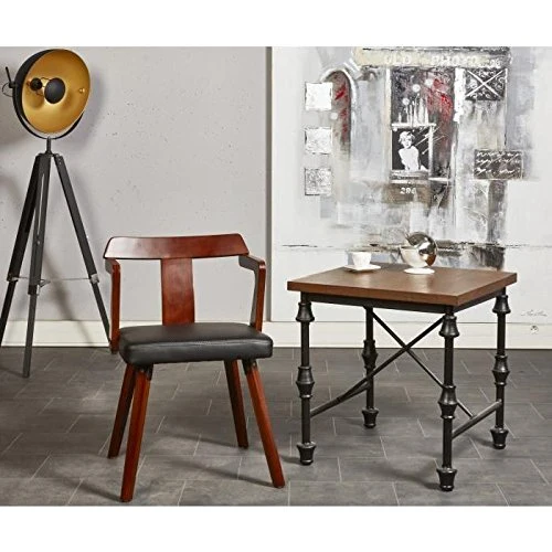 Chaise Contemporain,pied et dossier bois finition noyer, Noir, 48cm x 42cm x 73cm