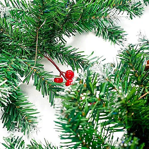 aheadad Guirlande de Noël Artificielle Décorations Noël Guirlande Noël Vert en Rotin Portes Et Fenêtres Pomme Pin Décoration Artificielle Couronne Cheminée Arbre Noël Décoration