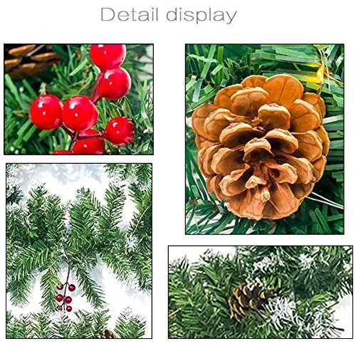 aheadad Guirlande de Noël Artificielle Décorations Noël Guirlande Noël Vert en Rotin Portes Et Fenêtres Pomme Pin Décoration Artificielle Couronne Cheminée Arbre Noël Décoration
