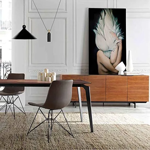 M-034 Buffet Contemporain Couleur Noyer et métal Noir Artemis