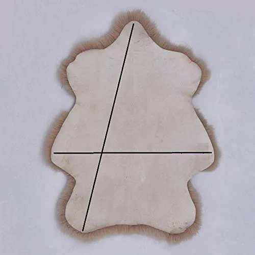 Vogar Tapis en Peau de Mouton véritable avec Laine Douce et épaisse VG-SH020, Crème/Noir 101-110cm