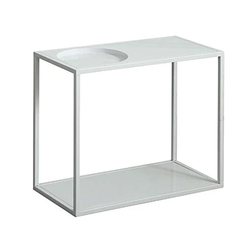 Jcnfa-Tables Table Basse d'appoint en métal Moderne, Table d'appoint canapé avec Rangement étagère, étagères en métal, for la Salle à Manger du Couloir du Salon, Blanc