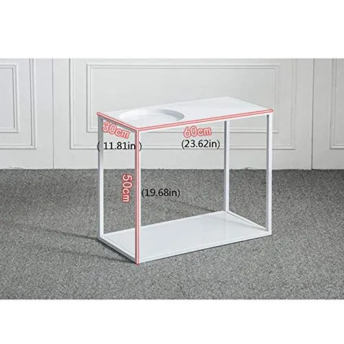 Jcnfa-Tables Table Basse d'appoint en métal Moderne, Table d'appoint canapé avec Rangement étagère, étagères en métal, for la Salle à Manger du Couloir du Salon, Blanc