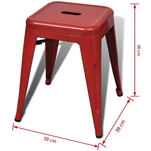 vidaXL Lot de 2 Petits tabourets en métal empilables Rouges