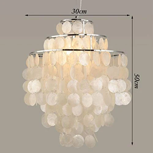 Plafonnier en forme de coquillages en forme de chiots en perles de nacre Capiz pour salon chambre à couloir E27 Ø 30 cm x H 50 cm