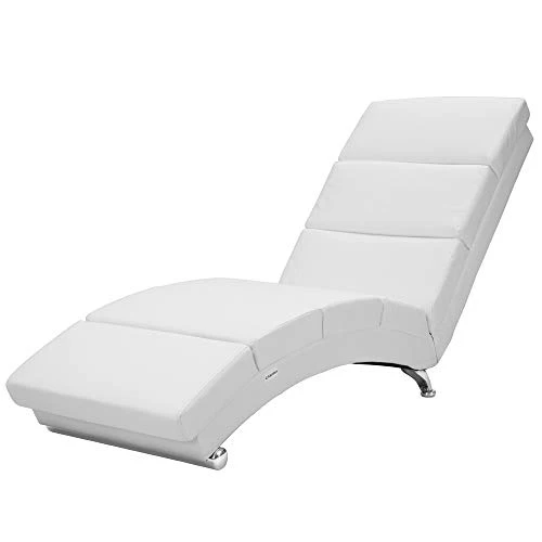 Casaria Méridienne « London » Chaise de Relaxation Chaise Longue d’intérieur Ergonomique Fauteuil rembourré Pieds chromés Blanc