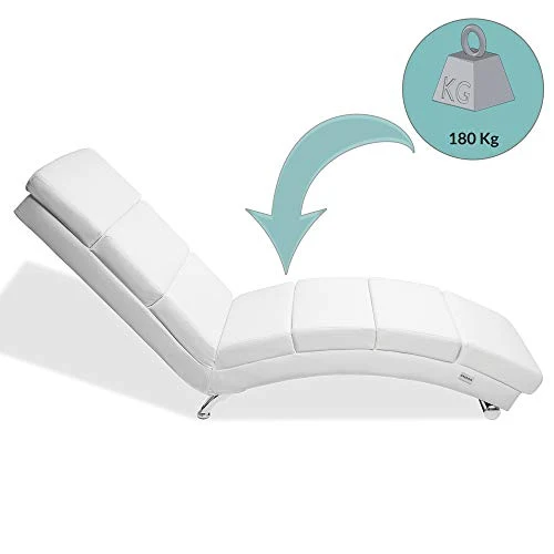 Casaria Méridienne « London » Chaise de Relaxation Chaise Longue d’intérieur Ergonomique Fauteuil rembourré Pieds chromés Blanc