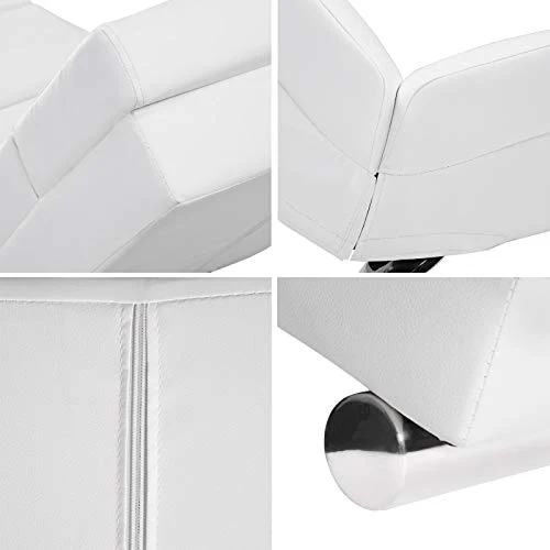 Casaria Méridienne « London » Chaise de Relaxation Chaise Longue d’intérieur Ergonomique Fauteuil rembourré Pieds chromés Blanc