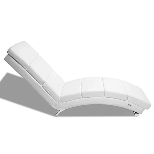 Casaria Méridienne « London » Chaise de Relaxation Chaise Longue d’intérieur Ergonomique Fauteuil rembourré Pieds chromés Blanc