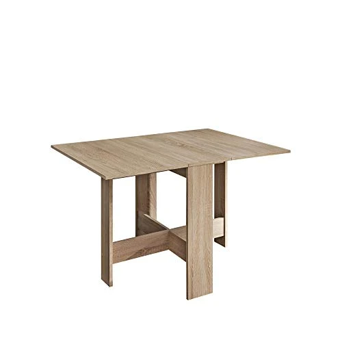 Papillon, Table Pliante avec 2 Abattants, en Panneaux de Particules Melaminés, Chêne Naturel 103/67/28x76x73,4 (LxPxA)