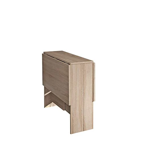Papillon, Table Pliante avec 2 Abattants, en Panneaux de Particules Melaminés, Chêne Naturel 103/67/28x76x73,4 (LxPxA)