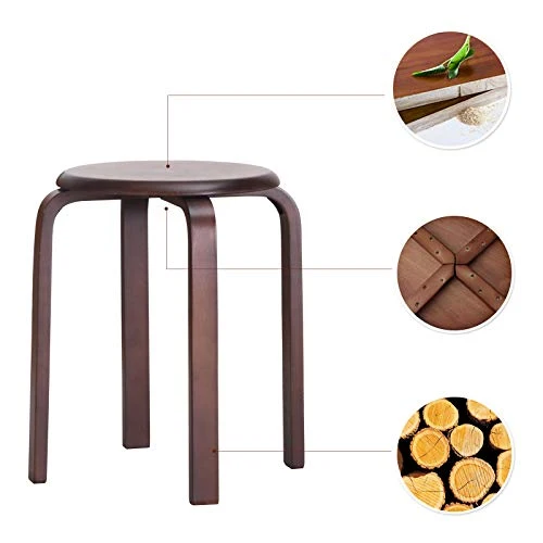 IBUYKE Chaise Salle à Manger/Tabourets de Bar Empilables en Bois Massif Sièges Lisses pour Salon, Cuisine, Bistrot pour Salon, Cuisine, Couleur Noyer 40x33x44cm RF-633
