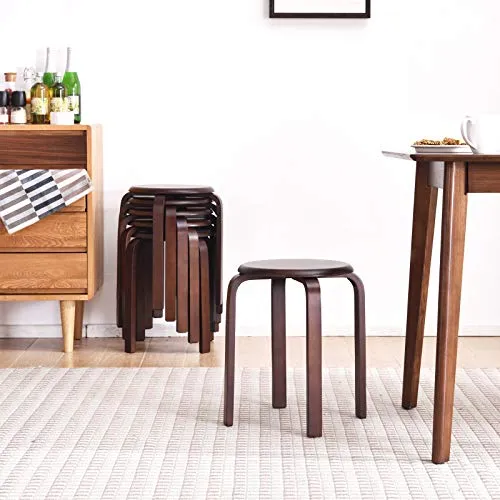 IBUYKE Chaise Salle à Manger/Tabourets de Bar Empilables en Bois Massif Sièges Lisses pour Salon, Cuisine, Bistrot pour Salon, Cuisine, Couleur Noyer 40x33x44cm RF-633