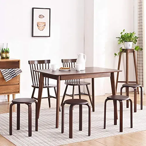 IBUYKE Chaise Salle à Manger/Tabourets de Bar Empilables en Bois Massif Sièges Lisses pour Salon, Cuisine, Bistrot pour Salon, Cuisine, Couleur Noyer 40x33x44cm RF-633
