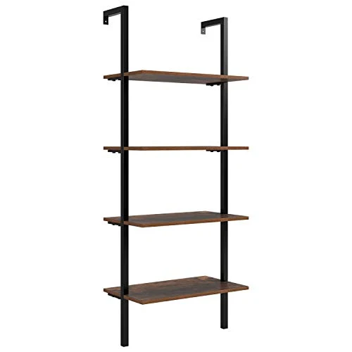 Homfa Etagère de Rangement Murale Vintage Bibliothèque Etagère Multifonctionnelle Métal en Bois (60×18.5×154.5cm)