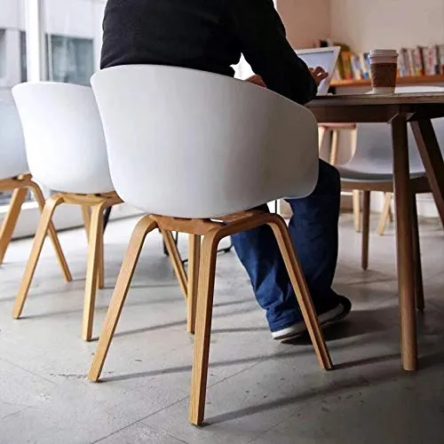 GroBKau Lot de 4 Chaises de Salle à Manger Scandinaves avec Pieds en Métal, Blanc