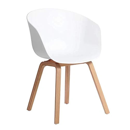 GroBKau Lot de 4 Chaises de Salle à Manger Scandinaves avec Pieds en Métal, Blanc