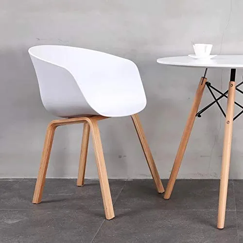 GroBKau Lot de 4 Chaises de Salle à Manger Scandinaves avec Pieds en Métal, Blanc